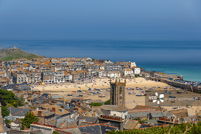 康沃尔，圣艾夫斯港口的景色。图片素材