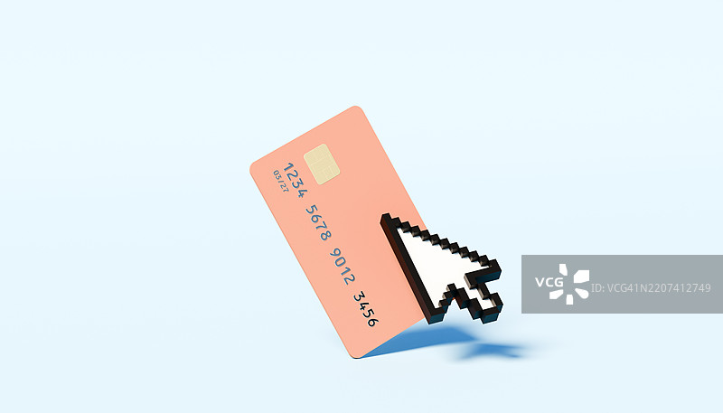 数字交易：信用卡上的超大光标图片素材