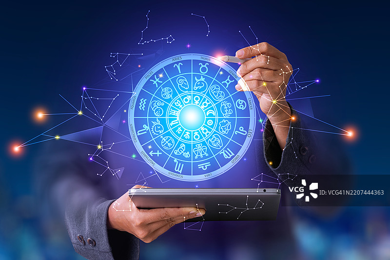 星座与占星术，包括星座、概念、预测、星座运势和信仰图片素材