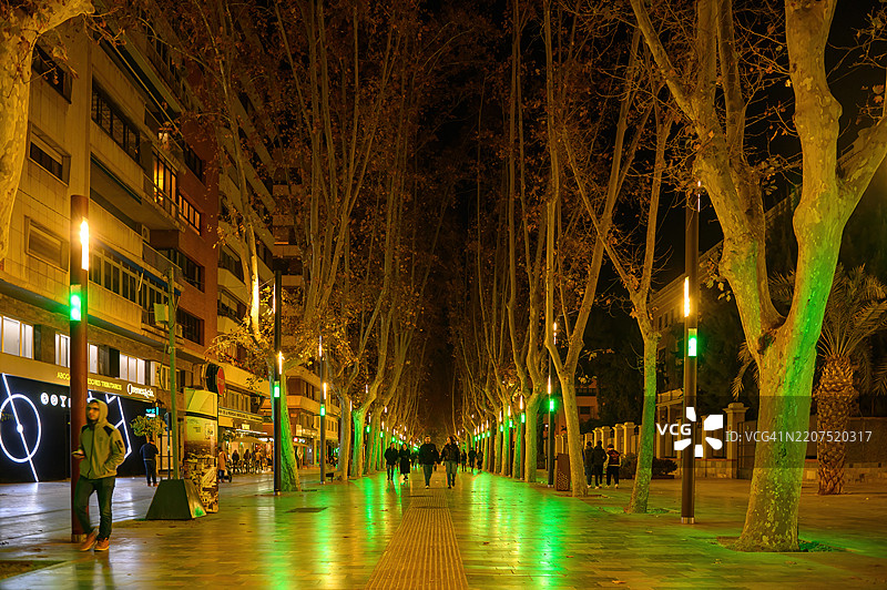 城市夜生活人行道图片素材