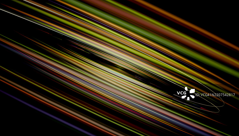 黑色背景上的彩色线条抽象3D渲染图图片素材