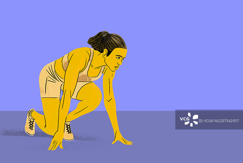 短跑运动员准备开始比赛的插图图片素材