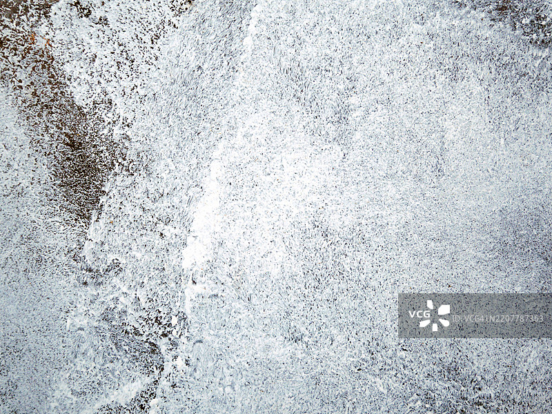 巴黎，法国。白色涂料覆盖在粗糙纹理的混凝土墙上，自然光照和岁月痕迹，色彩丰富。图片素材