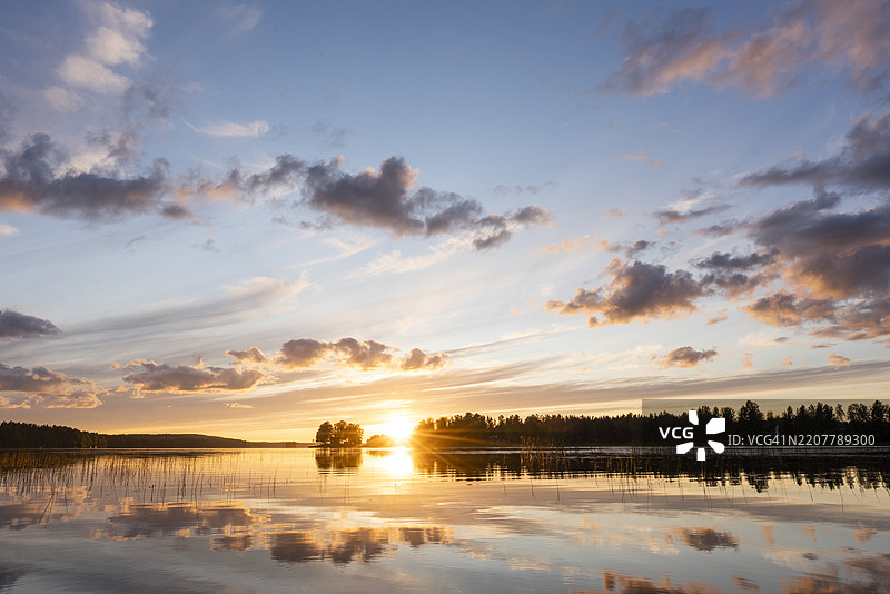 芬兰，卡亚尼，日落时分的卡亚尼河图片素材