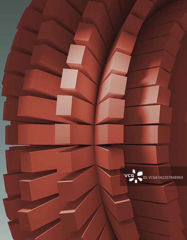 红色角度轮胎花纹的3D渲染，展现动态形状图片素材