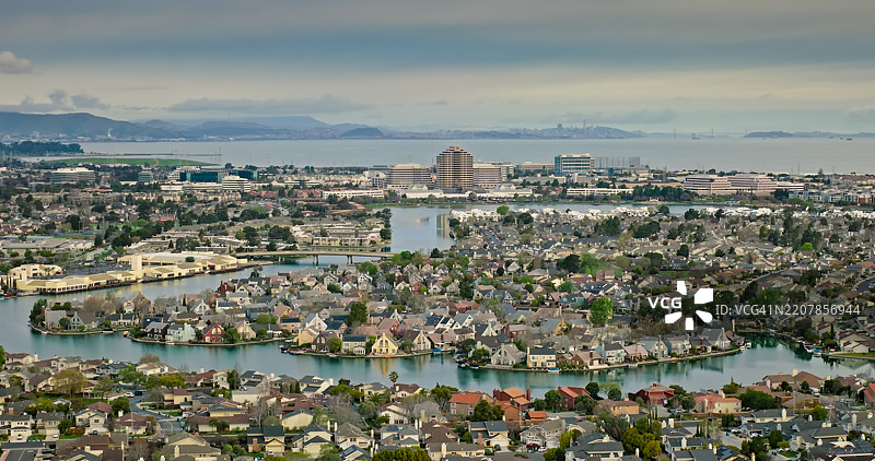 清晨的福斯特城和圣马特奥市景图片素材