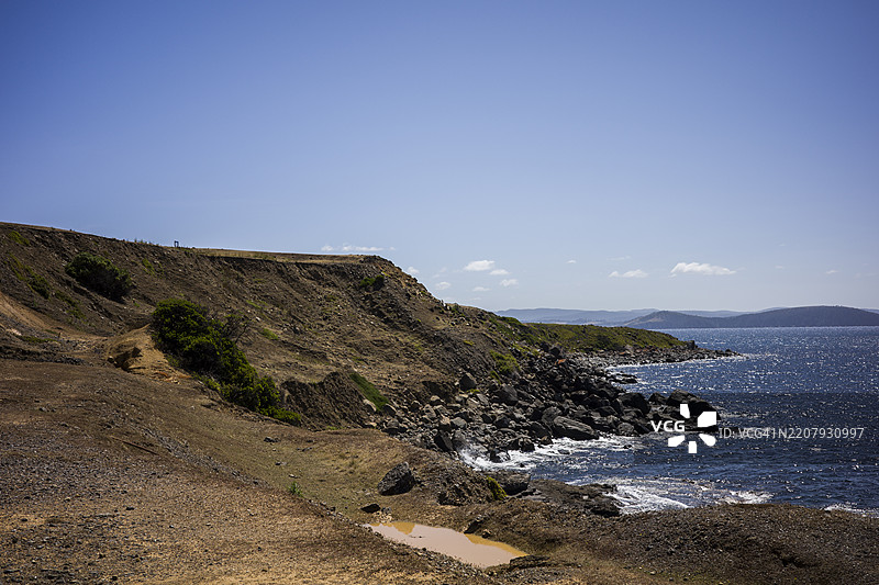 澳大利亚塔斯马尼亚州玛丽亚岛的美丽海岸线和悬崖图片素材
