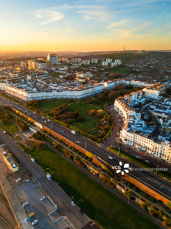 英国布莱顿海滨的摄政建筑鸟瞰图图片素材
