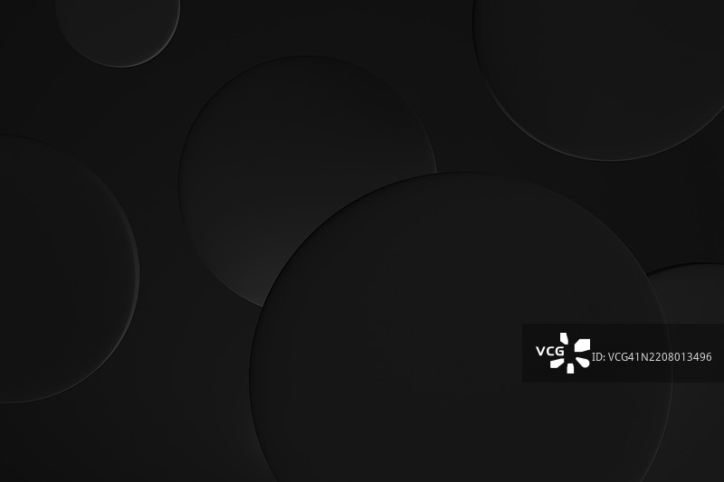 黑色球体在黑暗背景上的抽象极简构图图片素材