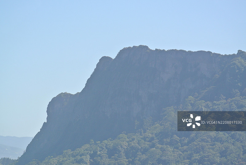 清澈天空下的山脉美景图片素材