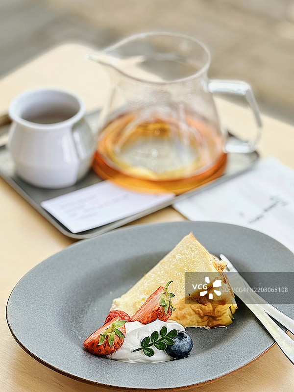 美味的巴斯克香草蛋糕图片素材