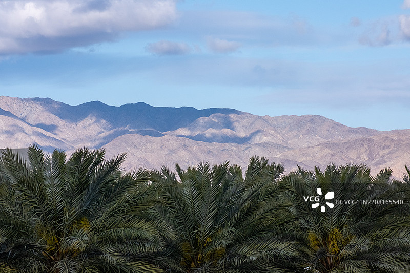 加利福尼亚州印度泉的天空下山脉的美丽景色， 美国图片素材