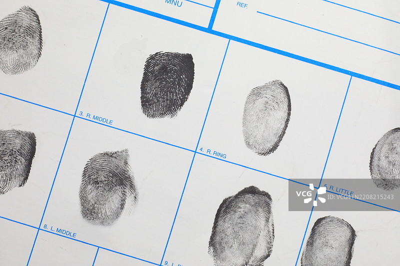犯罪记录上的指纹图片素材