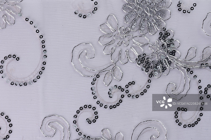 全景拍摄的刺绣蕾丝面料图片素材