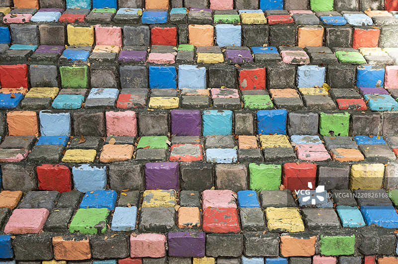 五彩斑斓的石阶纹理图片素材