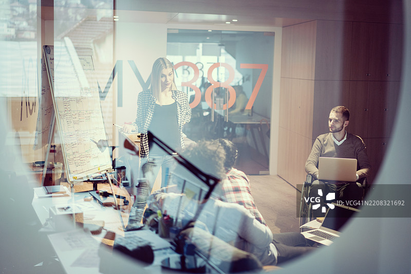 孕妇在办公室召开团队会议图片素材