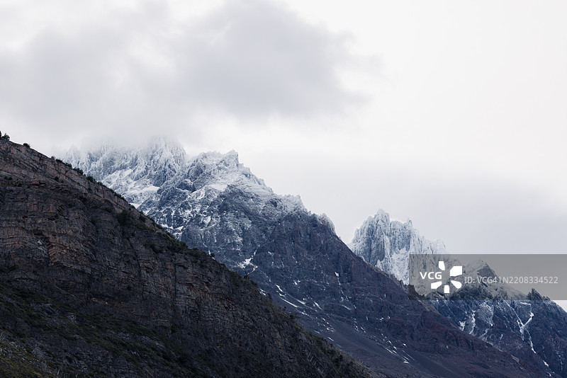 雪山与天空的美丽景色图片素材