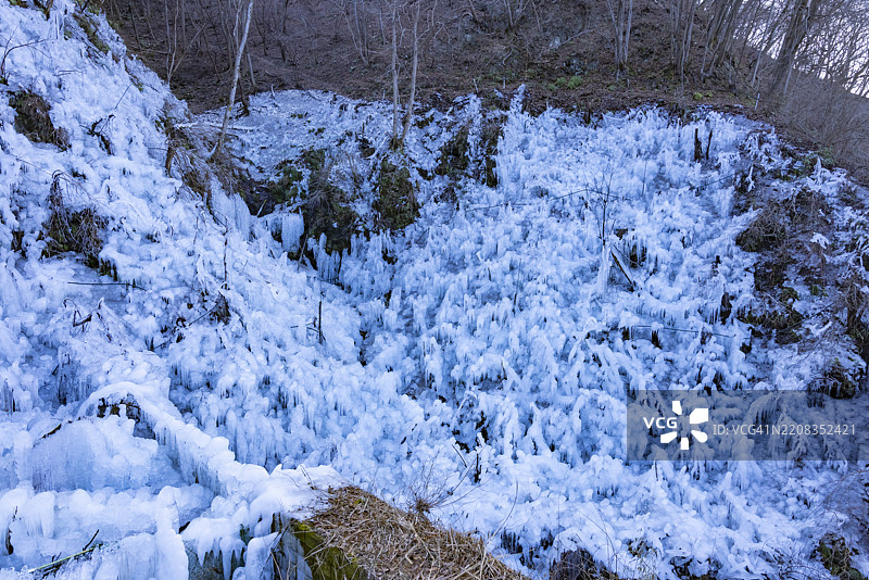 冬季埼玉足立区美丽冰柱的风景图片素材