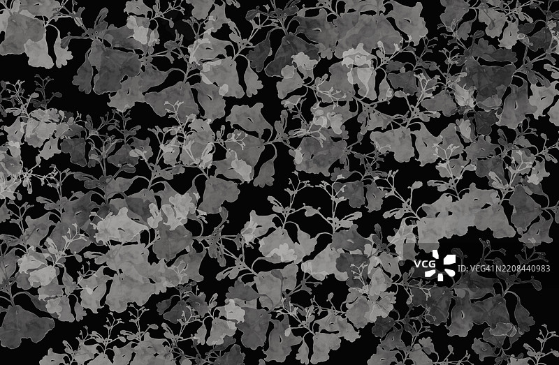 黑白抽象水彩叶子图案图片素材