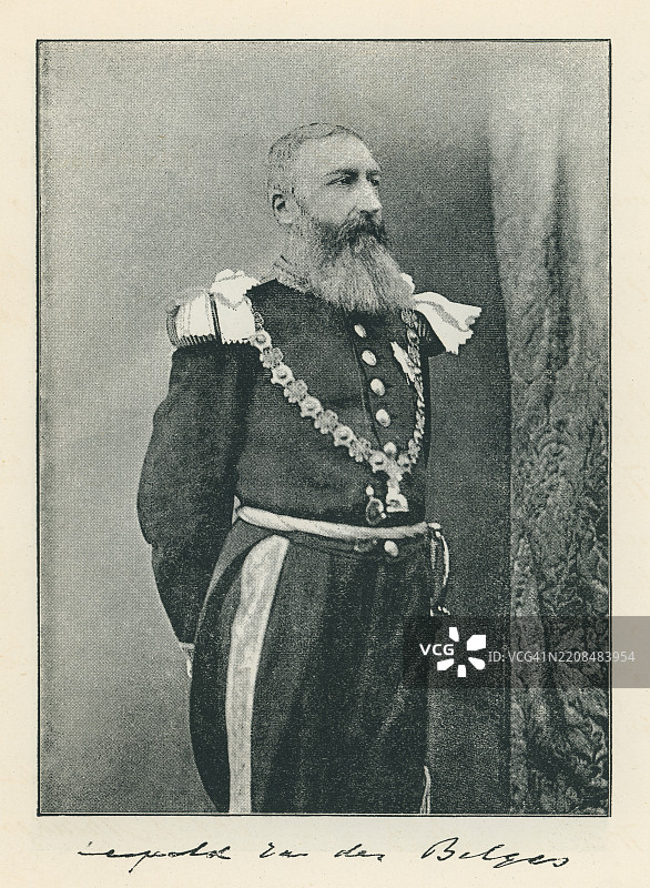 利奥波德二世肖像（1835–1909），比利时第二任国王，1865年至1909年在位，自1885年至1908年为刚果自由邦的自制专制统治者。图片素材