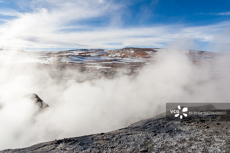 索尔德马尼亚地热区喷发的间歇泉图片素材