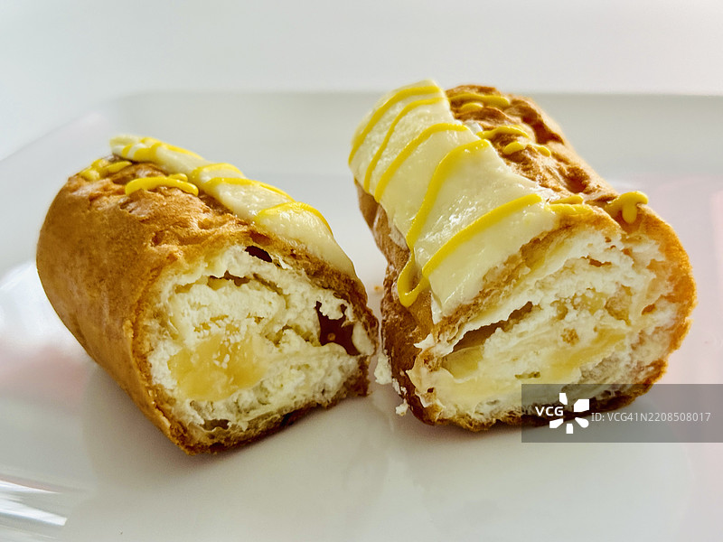 柠檬味的泡芙特写图片素材