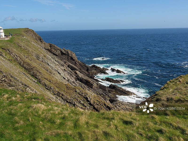 海洋与天空的美丽景色，勒威克，设得兰群岛，英国图片素材