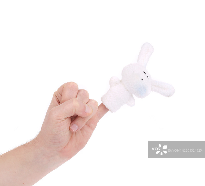手和手指戴着兔子木偶图片素材
