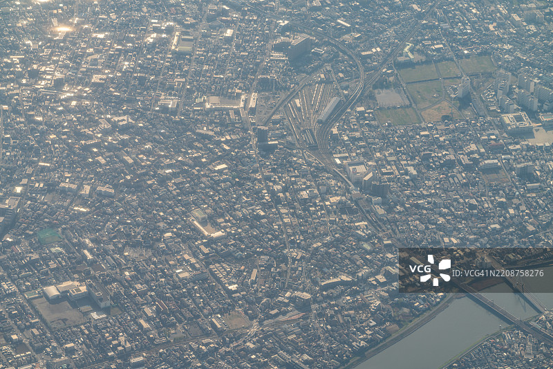 日本东京葛饰区的飞机航拍视图图片素材