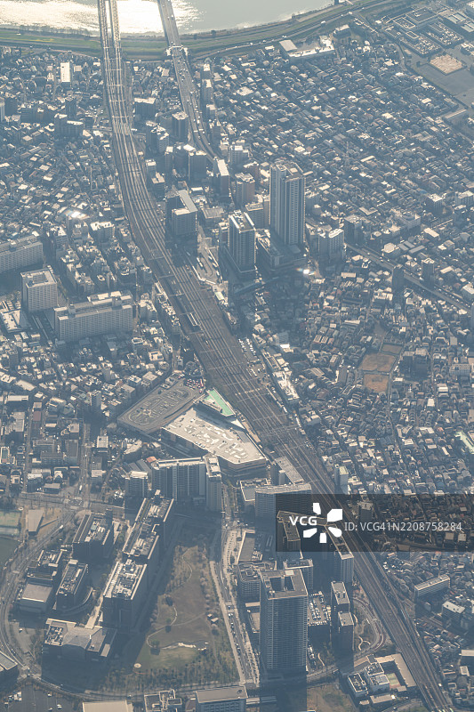 日本东京葛饰区的飞机航拍视图图片素材