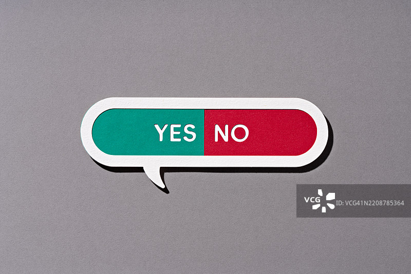 在纸艺中，带有“是”或“否”对立进度条的对话气泡图片素材