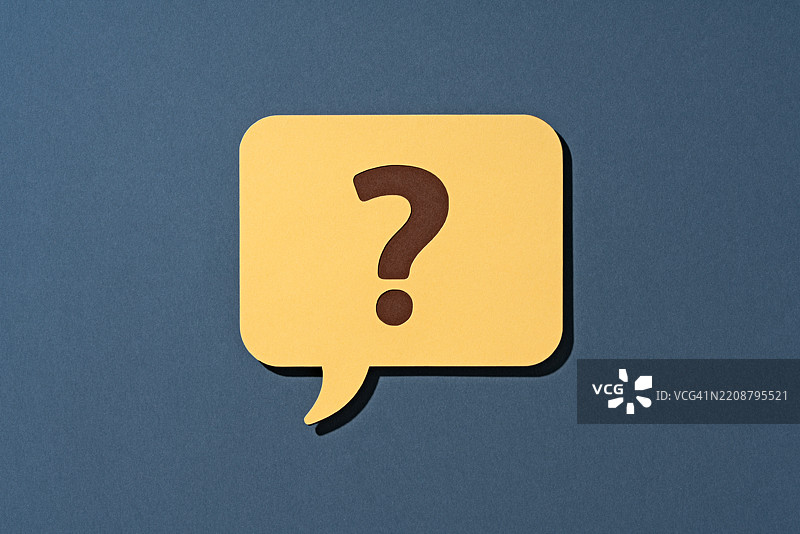 纸艺黄色问号对话气泡图片素材