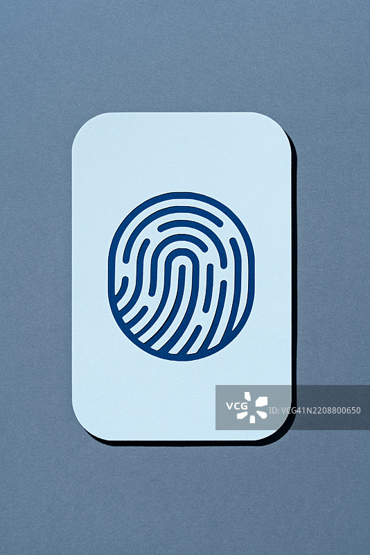 蓝色指纹纸工艺，生物识别认证图片素材