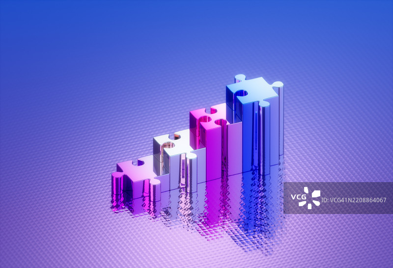 拼图形状的柱状图图片素材