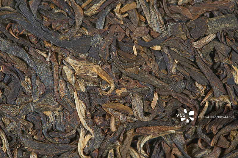 砖形普洱茶特写。图片素材