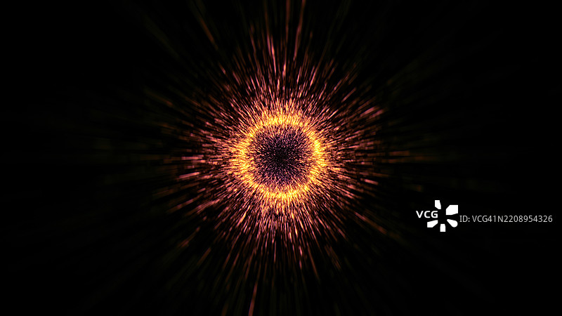 抽象的火焰环在黑暗的辐射光效运动中图片素材