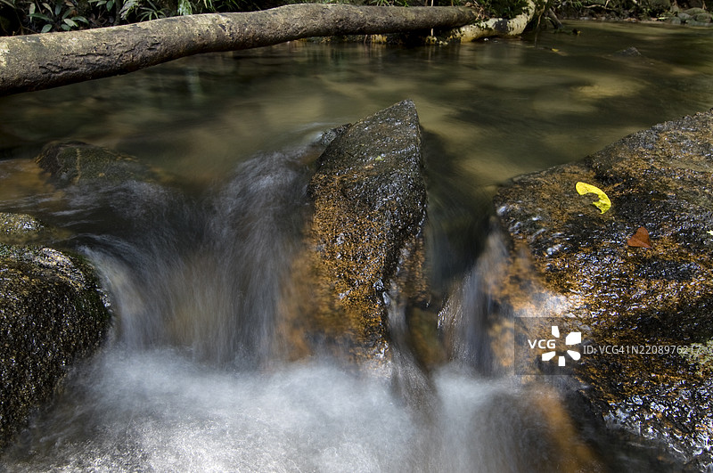 森林中的瀑布美景 - 库存照片图片素材