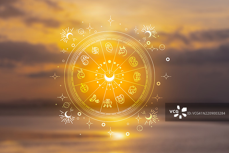 星座与占星术，包括星座、概念、预测、星座运势和信仰图片素材
