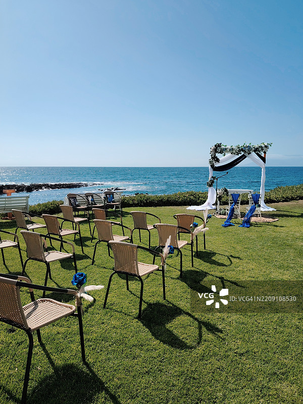 海岸上的婚礼接待图片素材