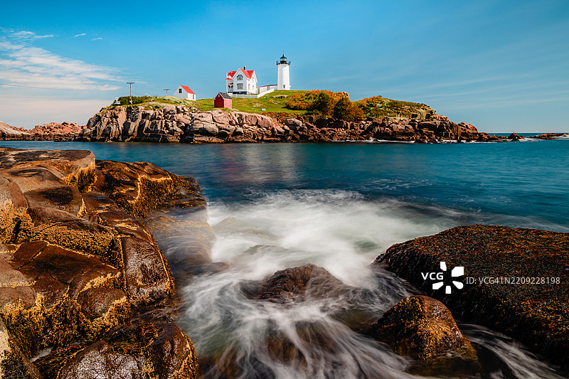 海洋与天空的美丽景色，缅因州约克，美国图片素材