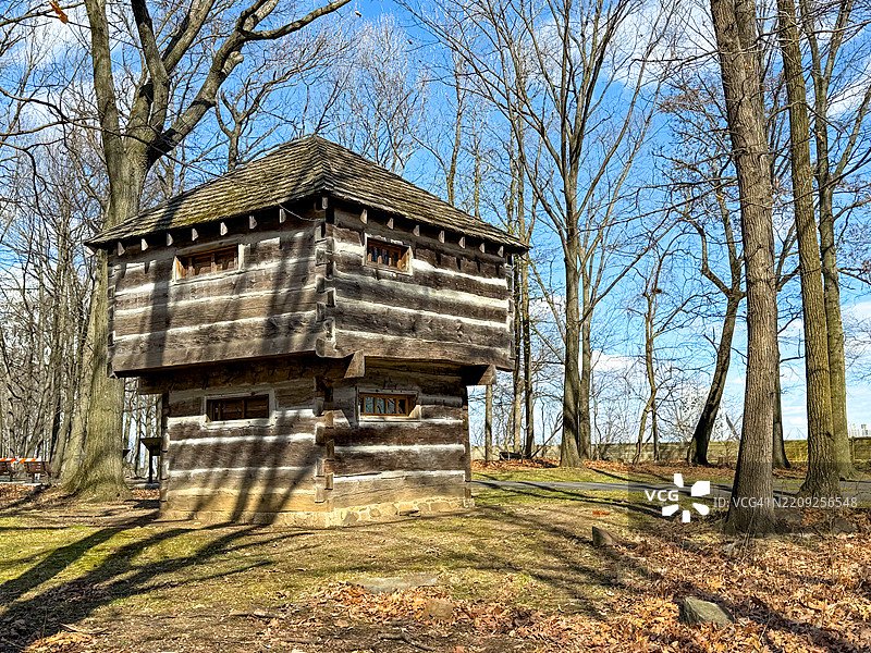 革命战争时期在福特李的营地中的方块屋图片素材