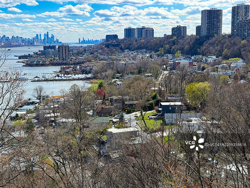 从福特李高处俯瞰帕利塞德公园和曼哈顿图片素材