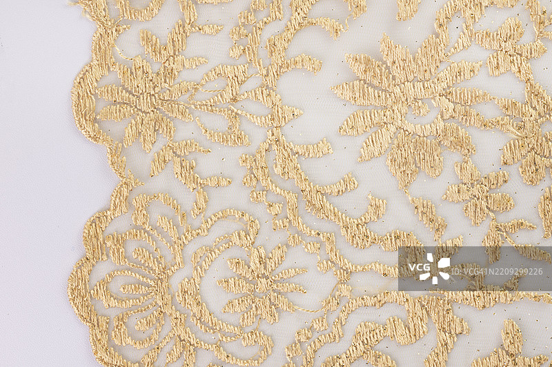 全景拍摄的刺绣蕾丝面料图片素材