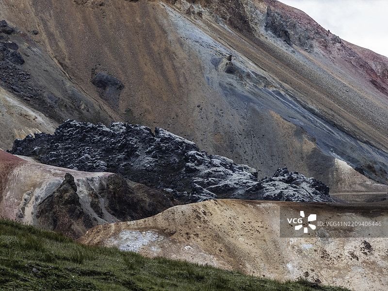 瑞奥利特山脉，熔岩场，兰德曼纳劳卡，菲亚尔拉巴克自然保护区，高地，冰岛，欧洲图片素材
