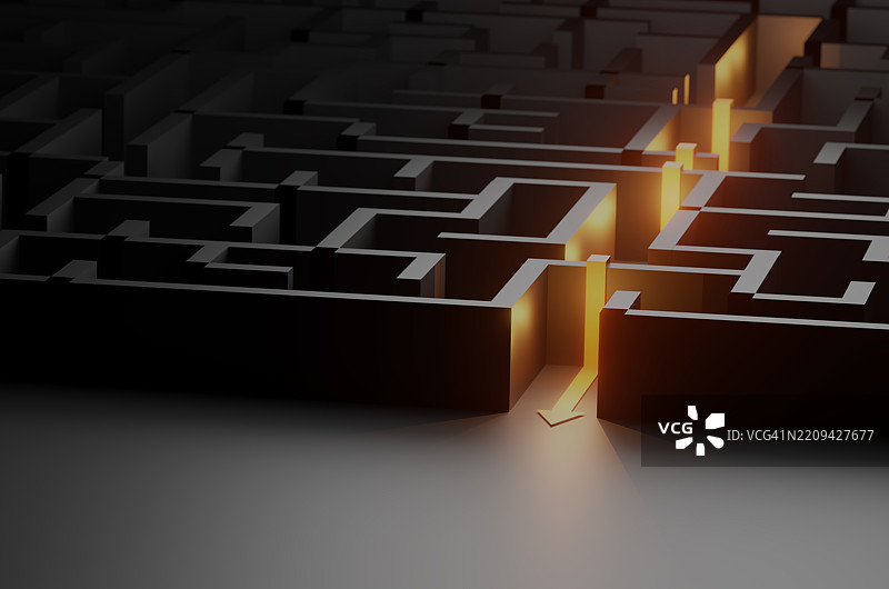 计算机生成图像，迷宫之间的箭头方向标志图片素材
