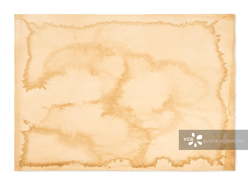 旧棕色纸张纹理，独立于白色背景，保存剪切路径。图片素材