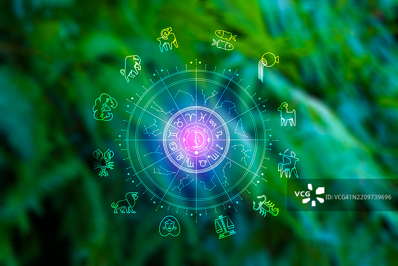 星座和占星术与星座、概念、预测、星座运势、信仰图片素材