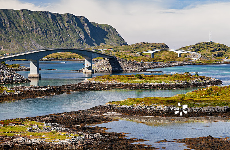 弗雷德万桥，洛福滕群岛，挪威图片素材