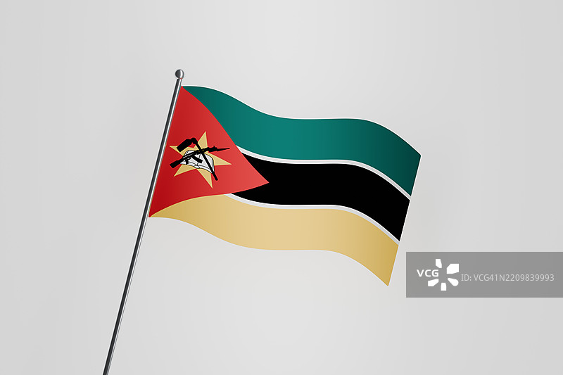 莫桑比克国旗图标在白色背景上图片素材