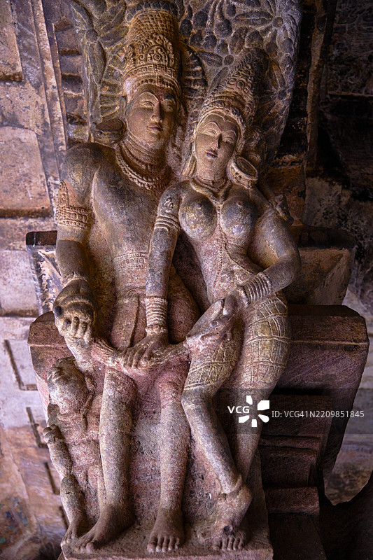 印度，卡纳塔克邦，巴达米，献给毗湿奴的六世纪石窟寺庙图片素材